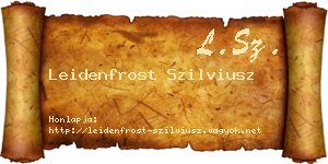 Leidenfrost Szilviusz névjegykártya